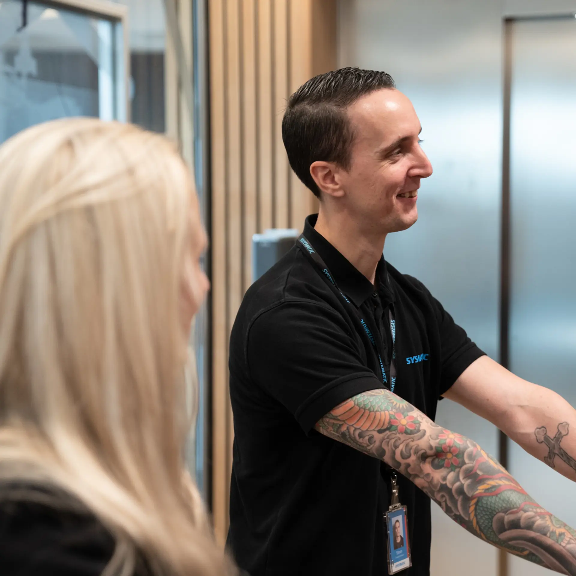 Employees during stand-up